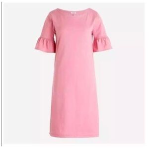 J Crew Factory Ruffle Sleeve Pink T-Shirt Knee Length Dress
